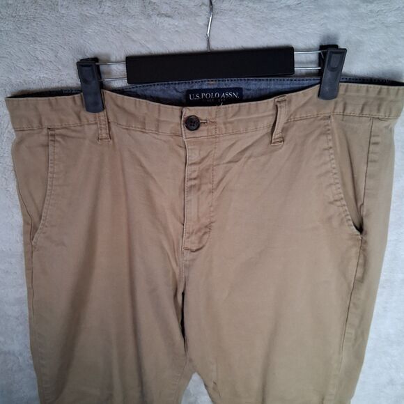 US Polo Assn. Men's Activate Stretch Khaki Tan Pants Sz W36 L32 36x32 Inseam 32 - Picture 3 of 7